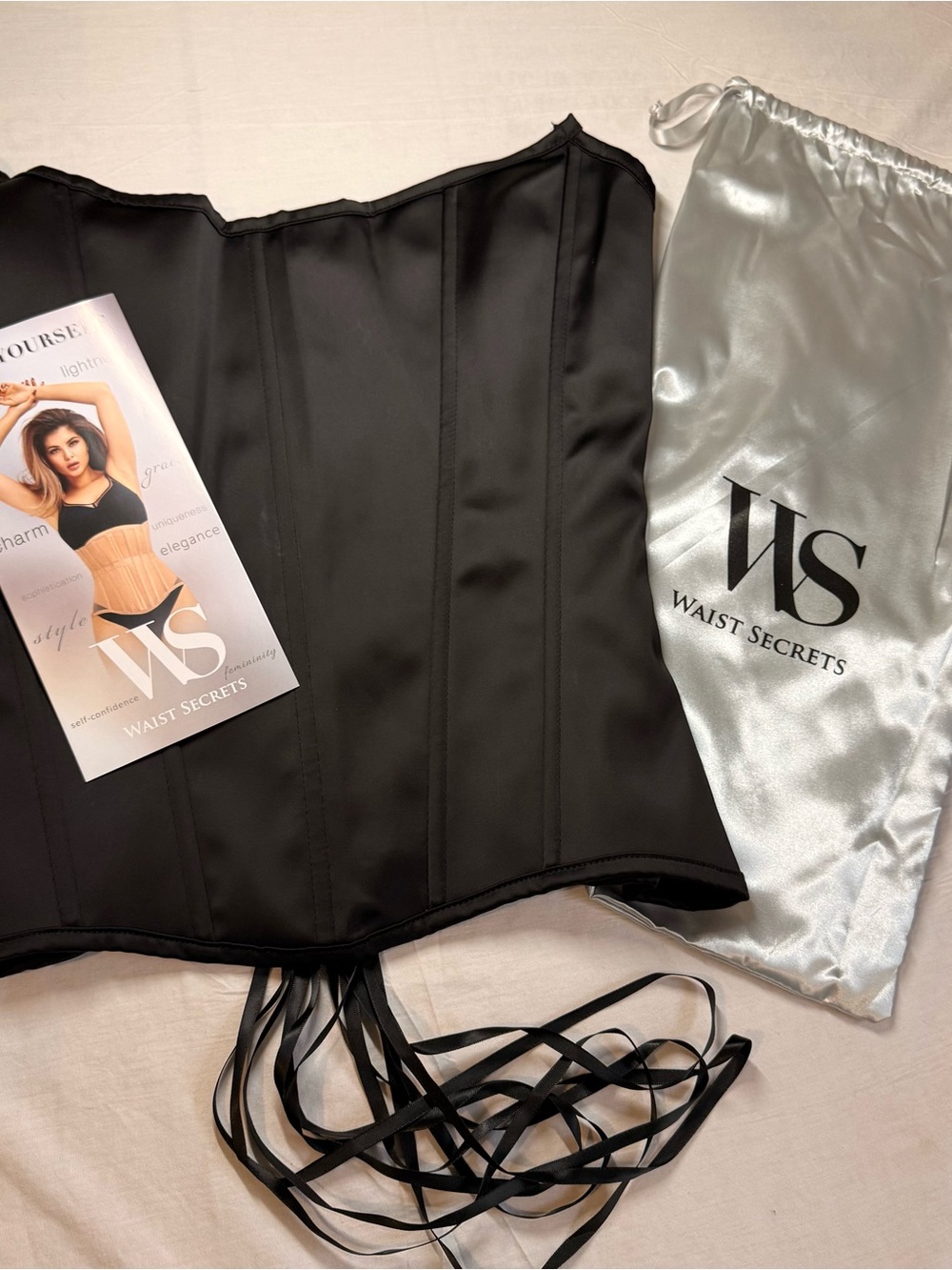 Black Satin Corset Waist Trainer by Waist Secrets